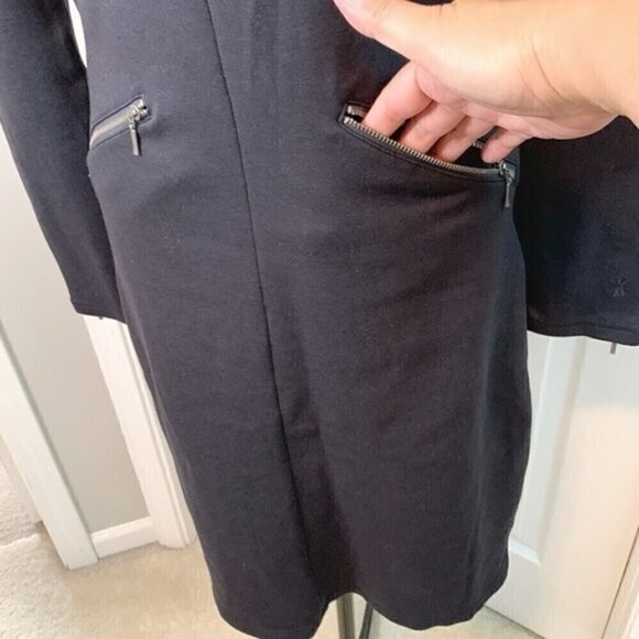 Athleta Celebration Ponte Cotton Athleisure Sporty V Neck Black Casual Dress - Picture 5 of 10